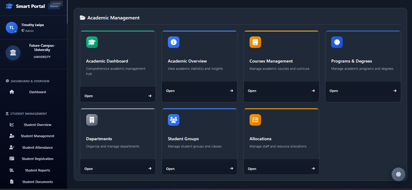Academic management dark mode