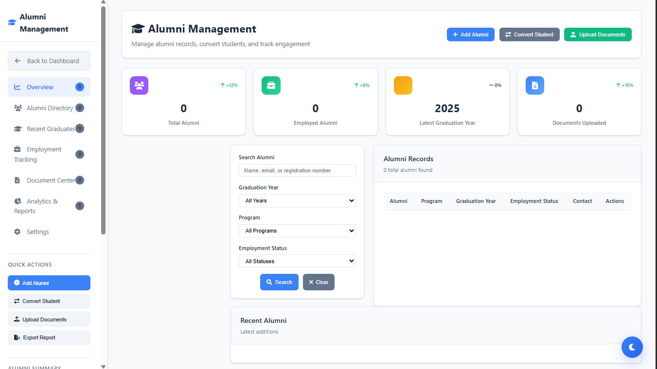 Alumni management portal