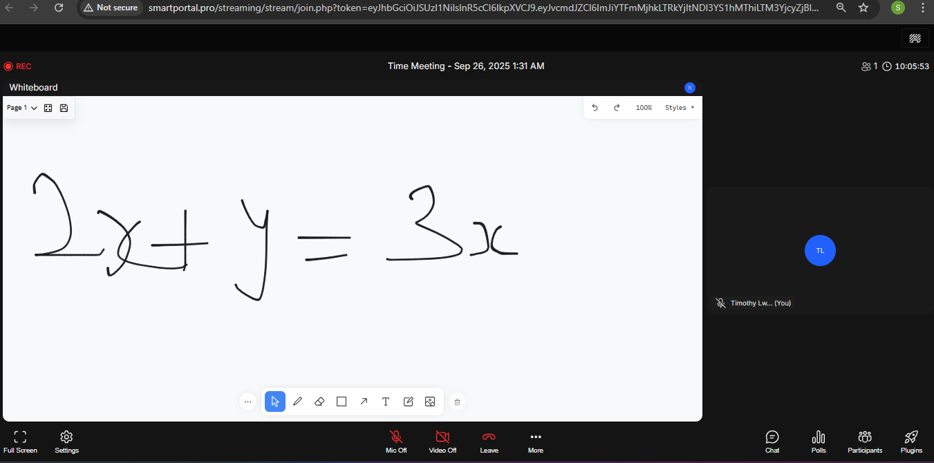 Interactive online class with whiteboard